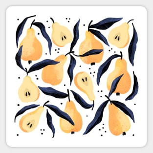 Pretty yellow pear pattern with black leaves Sticker